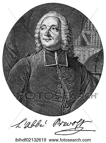 Stock Photo - Historical print from the 19th Century, portrait of Antoine-François Prévost d'Exiles, 1697 - 1763, a French writer. Fotosearch