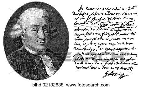 Historical print from the 19th Century, portrait and manuscript of Carlo Goldoni, 1707 - 1793, an Italian playwright and librettist View Large Photo Image Stock Photo - Historical print from the 19th Century, portrait and manuscript of Carlo Goldoni, 1707 - 1793, an Italian playwright and librettist. Fotosearch