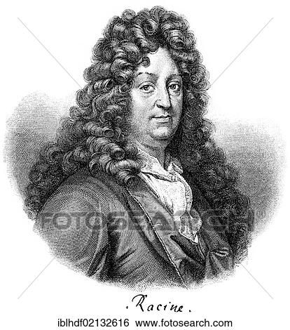 Stock Photograph - Historical print from the 19th Century, portrait of Jean Baptiste Racine, 1639 - 1699, a French classical author. Fotosearch