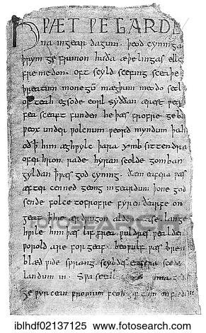Historical print, manuscript, cover page from Beowulf, epic heroic poem in Anglo-Saxon alliterative verse from the 10th Century View Large Photo Image Stock Photography - Historical print, manuscript, cover page from Beowulf, epic heroic poem in Anglo-Saxon alliterative verse from the 10th Century. Fotosearch