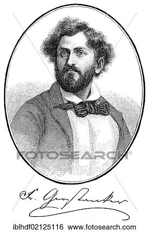 Historical print, portrait of Friedrich Gerstacker, 1816 - 1872, a German writer, from Bildatlas zur Geschichte der Deutschen Nationalliteratur, the Illustrated Atlas of the History of German National Literature, by Gustav Koennecke, 1887 View Large Photo Image Stock Photograph - Historical print, portrait of Friedrich Gerstacker, 1816 - 1872, a German writer, from Bildatlas zur Geschichte der Deutschen Nationalliteratur, the Illustrated Atlas of the History of German National Literature, by Gustav Koennecke, 1887. Fotosearch