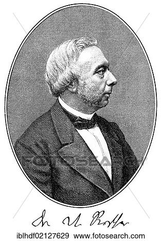 Stock Photo - Historical print, portrait of Georg Friedrich Wilhelm Roscher, 1817 - 1894, German historian and economist, from the from the Illustrated History of German National Literature, by Gustav Koennecke, 1887. Fotosearch