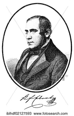 Stock Image - Historical print, portrait of Karl Egon Ebert, 1801 - 1882, German-Bohemian poet, from the Illustrated History of German National Literature, by Gustav Koennecke, 1887. Fotosearch