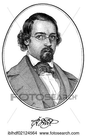 Picture - Historical print, portrait of Robert Edward Prutz, 1816 - 1872, a German writer and dramatist of the Vormaerz or pre-March period, from Bildatlas zur Geschichte der Deutschen Nationalliteratur, Illustrated Atlas of the History of German National.... Fotosearch