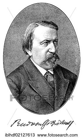 Stock Image - Historical print, portrait of Rudolf Karl Gottschall, 1823 - 1909, German writer, literary historian and critic, from the Illustrated History of German National Literature, by Gustav Koennecke, 1887. Fotosearch