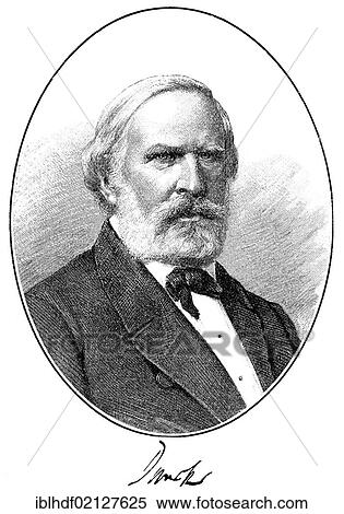 Stock Photography - Historical print, portrait of Maximilian Wolfgang Duncker, 1811 - 1886, German historian and politician, from the Illustrated History of German National Literature, by Gustav Koennecke, 1887. Fotosearch