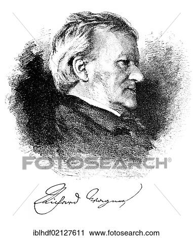 Historical print, portrait of Wilhelm Richard Wagner 1813 - 1883, German composer, playwright, philosopher, poet, writer, theater director and conductor, from the Illustrated History of German National Literature, by Gustav Koennecke, 1887 View Large Photo Image Stock Image - Historical print, portrait of Wilhelm Richard Wagner 1813 - 1883, German composer, playwright, philosopher, poet, writer, theater director and conductor, from the Illustrated History of German National Literature, by Gustav Koennecke, 1887. Fotosearch