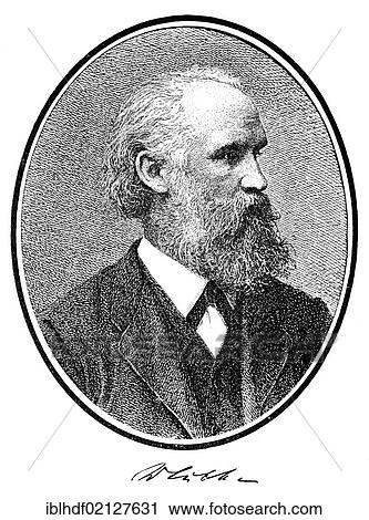 Stock Image - Historical print, portrait of William Luebke, 1826 - 1893, German art historian, from the Illustrated History of German National Literature, by Gustav Koennecke, 1887. Fotosearch