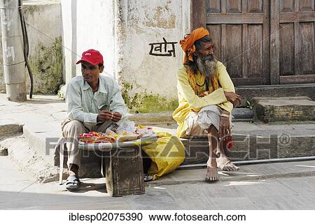 Stock Image - Holy man, Sadhu, Pashupatinath on the sacred Bagmati River, Kathmandu, Nepal, Asia. Fotosearch