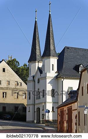 Stock Photo - Hospital Church of St. Trinity, Schneeberg, Saxony, Germany, Europe. Fotosearch