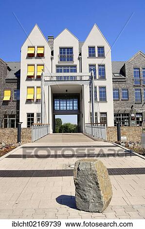 Stock Photo - Hotel and restaurant Neumann's Nautilus and restaurant Skippertreff, Ruenthe Marina, Bergkamen, North-Rhine-Westphalia, Germany, Europe, PublicGround, Europe. Fotosearch