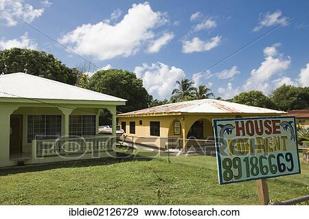 Stock Photo - House for rent, Big Corn Island, Caribbean Sea, Nicaragua, Central America, North America. Fotosearch