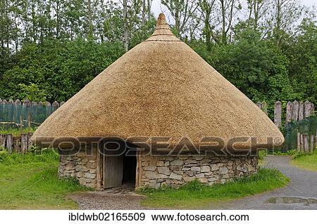 Stock Photo - House from the Bronze Age, reconstructed, Irish National Heritage Park, Wexford, County Wexford, Ireland, Europe. Fotosearch