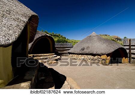 Picture - Houses, Basotho Cultural Village, Golden Gate National Park, Free State, South Africa, Africa. Fotosearch