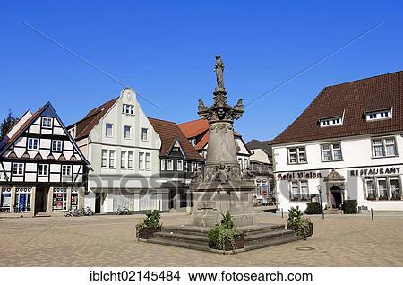 Houses, Hotel Vialon and a memorial with a Justitia figure on Marktplatz square, historical town centre of Horn, North Rhine-Westphalia, Germany, Europe View Large Photo Image Picture - Houses, Hotel Vialon and a memorial with a Justitia figure on Marktplatz square, historical town centre of Horn, North Rhine-Westphalia, Germany, Europe. Fotosearch