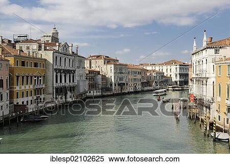 Stock Photography - Houses, palazzo, palaces on the Grand Canal, Canal or Canale Grande, Venice, Italy, Europe. Fotosearch
