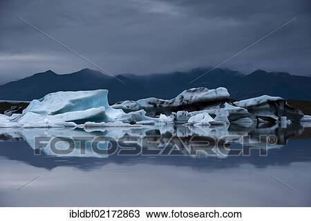 Stock Image - Icebergs, Breiðárlón Glacier Lagoon, Breidarlon, Vatnajoekull Glacier, Austurland, East Iceland, Iceland, Europe. Fotosearch