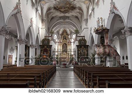 Interior view, Catholic church of St. John the Baptist, Laufenburg, High Rhine region, canton of Aargau, Switzerland, Europe View Large Photo Image Stock Photo - Interior view, Catholic church of St. John the Baptist, Laufenburg, High Rhine region, canton of Aargau, Switzerland, Europe. Fotosearch