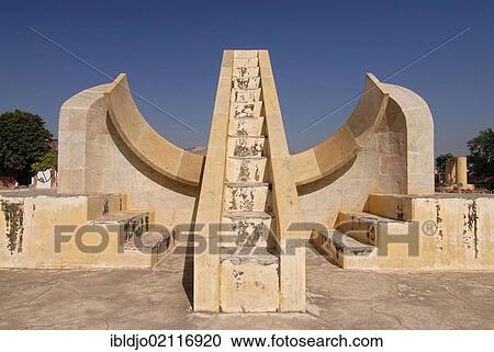 Stock Image - Jantar Mantar, a collection of architectural astronomical instruments, built by Maharaja Jai Singh II in the Pink City of Jaipur, Rajasthan, India, Asia. Fotosearch