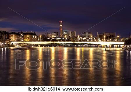 Johanniterbruecke Bridge crossing the Rhine River, night shot, Basel, Canton of Basel-Stadt, Switzerland, Europe, PublicGround, Europe View Large Photo Image Picture - Johanniterbruecke Bridge crossing the Rhine River, night shot, Basel, Canton of Basel-Stadt, Switzerland, Europe, PublicGround, Europe. Fotosearch