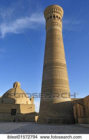 Picture - Kalan, Kalyan, Kalon Minaret, Bukhara, Buchara, Silk Road, Unesco World Heritage Site, Uzbekistan, Central Asia, Asia. Fotosearch
