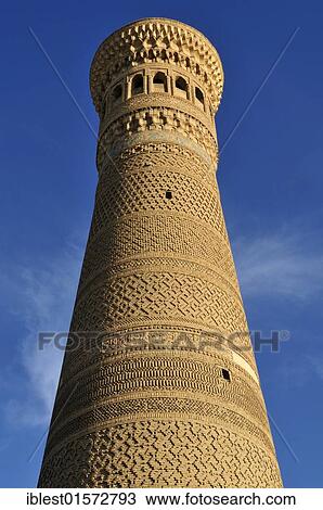 Stock Image - Kalan, Kalyan, Kalon Minaret, Bukhara, Buchara, Silk Road, Unesco World Heritage Site, Uzbekistan, Central Asia, Asia. Fotosearch