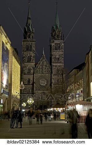 Karolinenstrasse and St. Lorenz church at Christmastime, Nuremberg, Franconia, Bavaria, Germany, Europe View Large Photo Image Picture - Karolinenstrasse and St. Lorenz church at Christmastime, Nuremberg, Franconia, Bavaria, Germany, Europe. Fotosearch