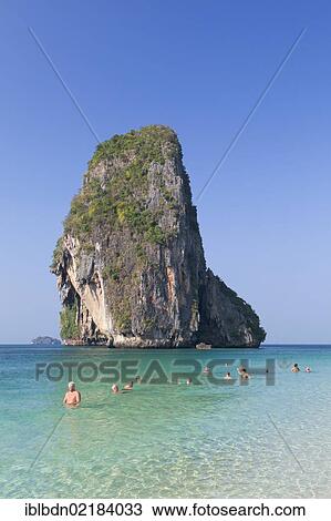 Karst rock formation off Laem Phra Nang beach, Krabi province, Thailand, Asia View Large Photo Image Stock Image - Karst rock formation off Laem Phra Nang beach, Krabi province, Thailand, Asia. Fotosearch