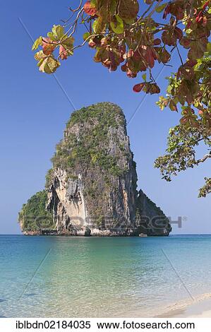 Karst rock formation off Laem Phra Nang beach, Krabi province, Thailand, Asia View Large Photo Image Stock Photography - Karst rock formation off Laem Phra Nang beach, Krabi province, Thailand, Asia. Fotosearch