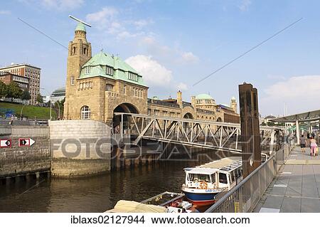 Picture - Landungsbruecken, St. Pauli Landing Bridges, Hamburg, Germany, Europe. Fotosearch