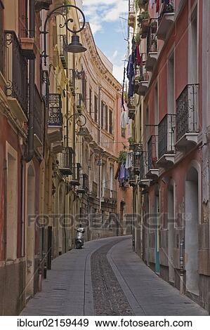 Stock Photo - Lane, Via Alberto La Marmora, historic town centre, Cagliari, Sardinia, Italy, Europe. Fotosearch
