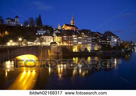 Laufenburg Notte Waldshut Distretto Alto Reno Foresta Nera Baden Wuerttemberg Germania Europa Publicground Europa Archivio Fotografico Ibldwh Fotosearch