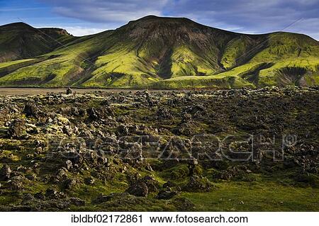 Lava fields and mountains, Landmannalaugar, Fjallabak Nature Reserve, Highlands, Iceland, Europe View Large Photo Image Stock Image - Lava fields and mountains, Landmannalaugar, Fjallabak Nature Reserve, Highlands, Iceland, Europe. Fotosearch