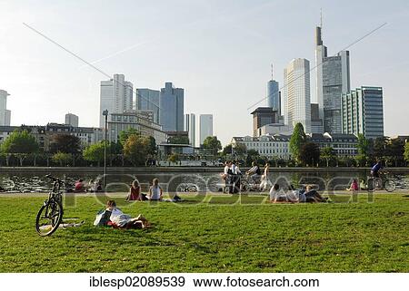 Lawn on the Main river, skyline of the financial district, Frankfurt am Main, Hesse, Germany, Europe, PublicGround, Europe View Large Photo Image Stock Photo - Lawn on the Main river, skyline of the financial district, Frankfurt am Main, Hesse, Germany, Europe, PublicGround, Europe. Fotosearch