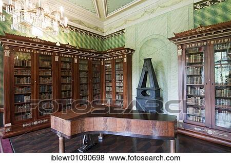 Stock Photo - Library, Corvey Abbey, interior of palace, Weserbergland, North Rhine-Westphalia, Germany, Europe. Fotosearch
