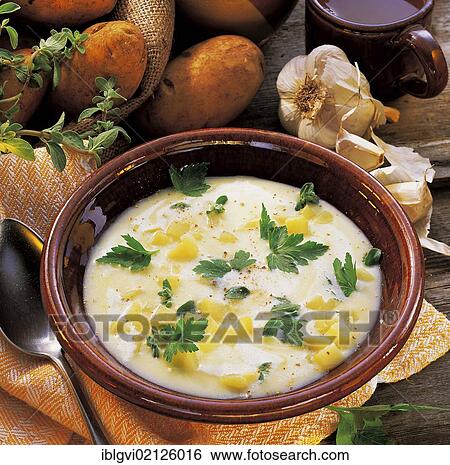 Stock Photograph - Light potato soup, Germany, Europe. Fotosearch