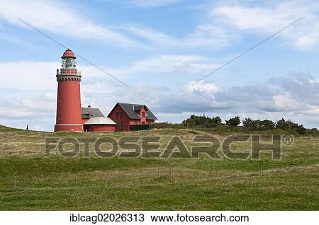 Stock Image - Lighthouse of Bovbjerg, Bovbjerg Fyr, West Jutland, Denmark, Europe. Fotosearch