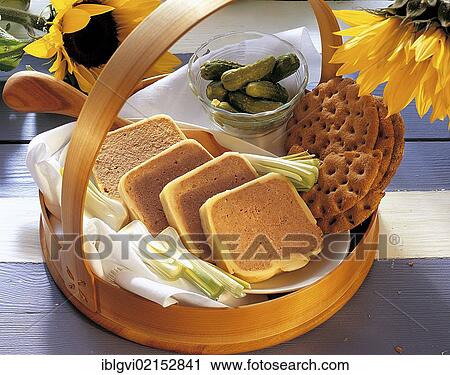 Stock Image - Liver terrine wrapped in bacon, Denmark, Europe. Fotosearch