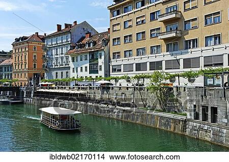 Picture - Ljublijanica or Ljubljanica river, Ljublijana, Slovenia, Europe. Fotosearch