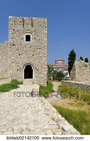 Logothetis Castle with Metamorphosis Church in the port city of Pythagorio, Samos Island, Aegean Sea, southern Sporades islands, Greece, Europe View Large Photo Image Stock Image - Logothetis Castle with Metamorphosis Church in the port city of Pythagorio, Samos Island, Aegean Sea, southern Sporades islands, Greece, Europe. Fotosearch