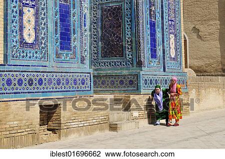 Stock Image - Majolica tile decoration at Shah-i-Zinda, Shahizinda Necropolis, Samarkand, Silk Road, Uzbekistan, Central Asia, Asia. Fotosearch