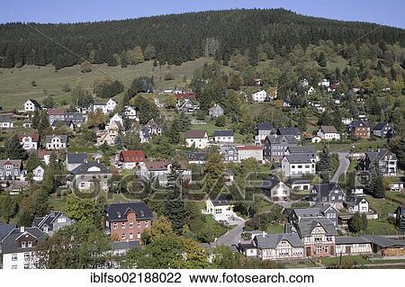Stock Image - Manebach, typical town in the Thuringian Forest, Thueringer Wald, Thuringia, Germany, Europe. Fotosearch