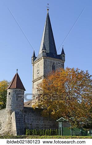 Maria Geburt parish church, fortified church, Hannberg, Hessdorf, Middle Franconia, Franconia, Bavaria, Germany, Europe View Large Photo Image Stock Image - Maria Geburt parish church, fortified church, Hannberg, Hessdorf, Middle Franconia, Franconia, Bavaria, Germany, Europe. Fotosearch