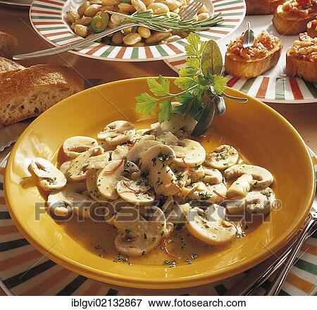 Stock Photo - Marinated mushrooms, Italy, Europe. Fotosearch