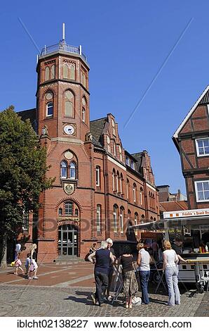 Market stall in front of the post office, Stade, Lower Saxony, Germany, Europe, Europe View Large Photo Image Stock Photo - Market stall in front of the post office, Stade, Lower Saxony, Germany, Europe, Europe. Fotosearch
