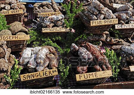 Market stall with various types of sausages, Sault, Vaucluse, Provence-Alpes-Cote d'Azur, Southern France, France, Europe, PublicGround, Europe View Large Photo Image Stock Photography - Market stall with various types of sausages, Sault, Vaucluse, Provence-Alpes-Cote d'Azur, Southern France, France, Europe, PublicGround, Europe. Fotosearch