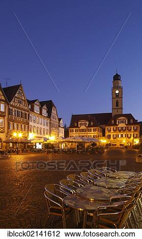 Marketplace with the Zwillingshaeuser twin houses and the tower of the Cathedral of St. John Baptist, Bad Mergentheim, Tauber Valley, Hohenlohe, Baden-Wuerttemberg, Germany, Europe View Large Photo Image Stock Image - Marketplace with the Zwillingshaeuser twin houses and the tower of the Cathedral of St. John Baptist, Bad Mergentheim, Tauber Valley, Hohenlohe, Baden-Wuerttemberg, Germany, Europe. Fotosearch