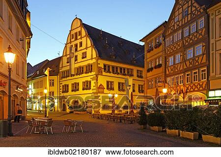 Marktplatz square and the town hall at dusk, Kitzingen, Lower Franconia, Franconia, Bavaria, Germany, Europe View Large Photo Image Stock Photo - Marktplatz square and the town hall at dusk, Kitzingen, Lower Franconia, Franconia, Bavaria, Germany, Europe. Fotosearch