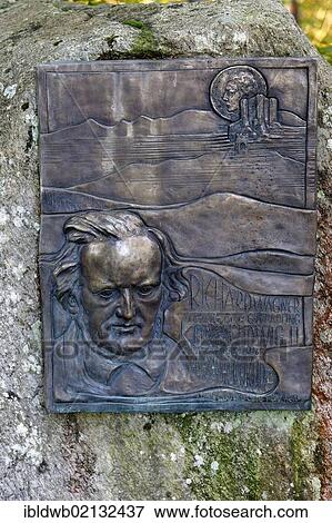 Stock Photo - Memorial for the composer Richard Wagner on the way to Altlacher Hochkopf Mountain, Lake Walchensee, Upper Bavaria, Bavaria, Germany, Europe. Fotosearch