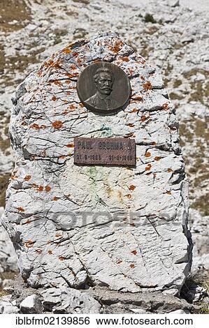 Memorial stone for Paul Grohmann, the first to climb the Great Peak, 1869, Tre Cime di Lavaredo, Three Peaks, Alta Pusteria, Dolomites of Sesto, Italy, Europe View Large Photo Image Stock Photograph - Memorial stone for Paul Grohmann, the first to climb the Great Peak, 1869, Tre Cime di Lavaredo, Three Peaks, Alta Pusteria, Dolomites of Sesto, Italy, Europe. Fotosearch